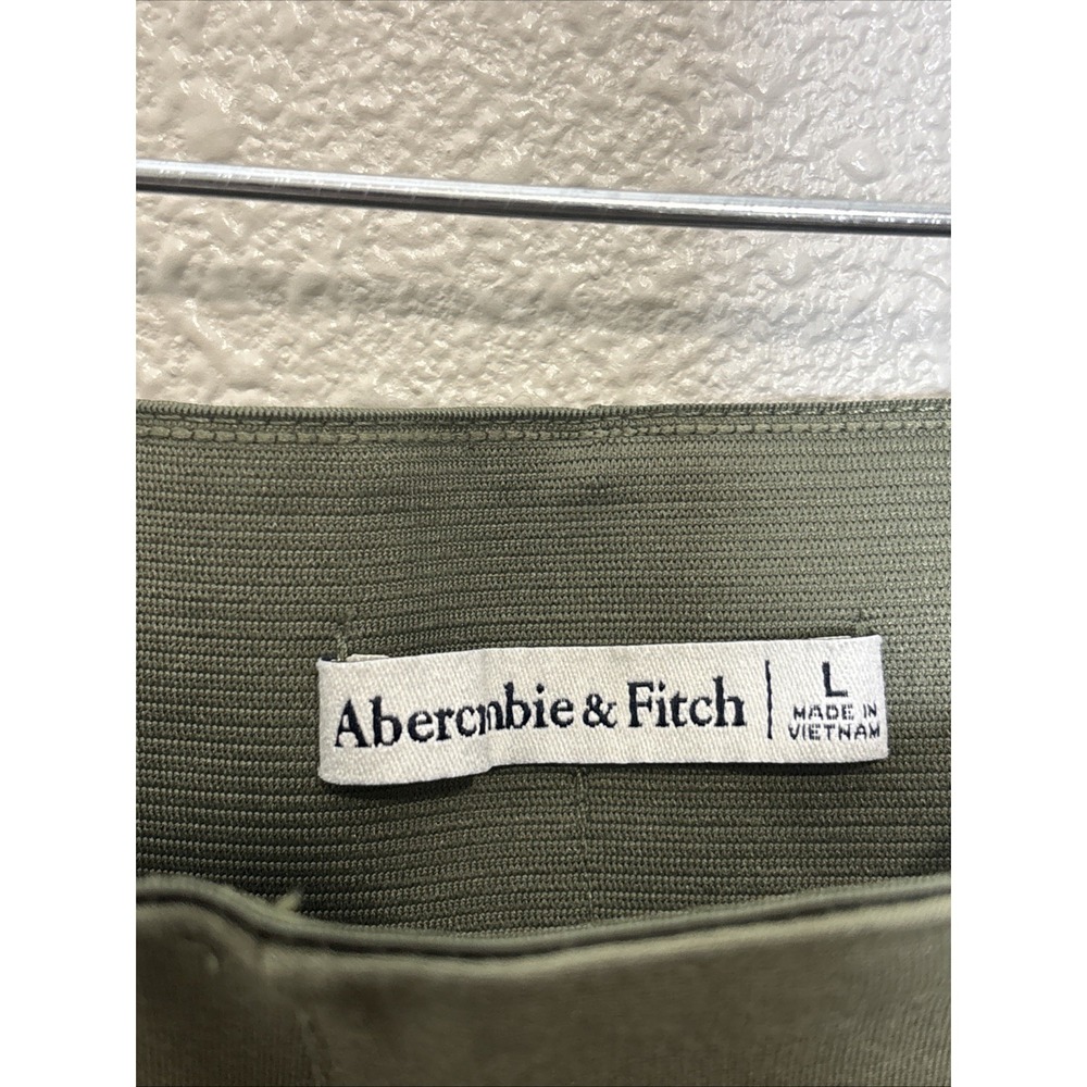 Abercrombie & Fitch Green Trousers Pants Pleated Split Hem Flare-Bottom Size L - Picture 5 of 12